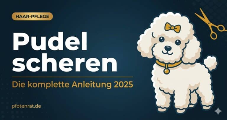 Weißer Pudel im Teddy-Schnitt wird zu Hause geschoren