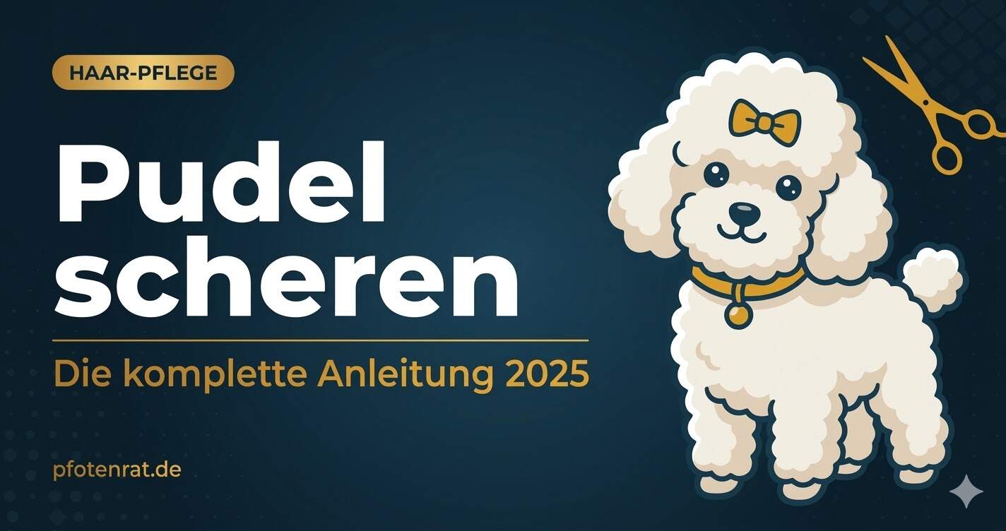 Weißer Pudel im Teddy-Schnitt wird zu Hause geschoren