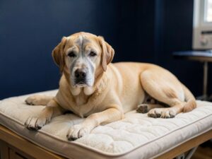 Älterer Labrador entspannt im ruhigen Raum (KI-generiertes Beispielbild)