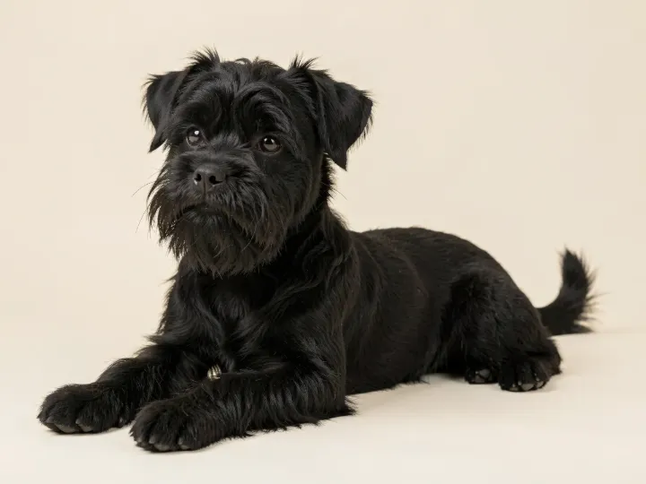 Affenpinscher liegend, KI-generiertes Bild
