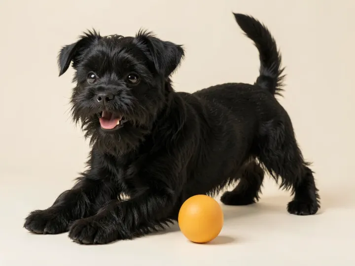 Affenpinscher spielend, KI-generiertes Bild