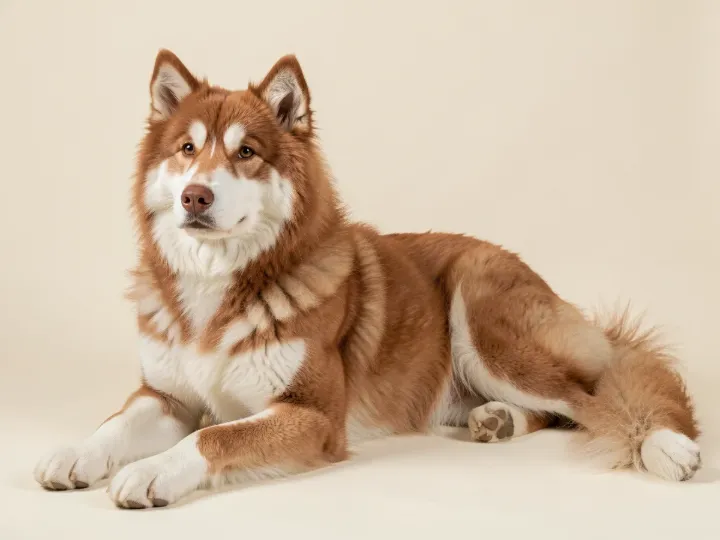 Alaskan Malamute liegend, KI-generiertes Bild