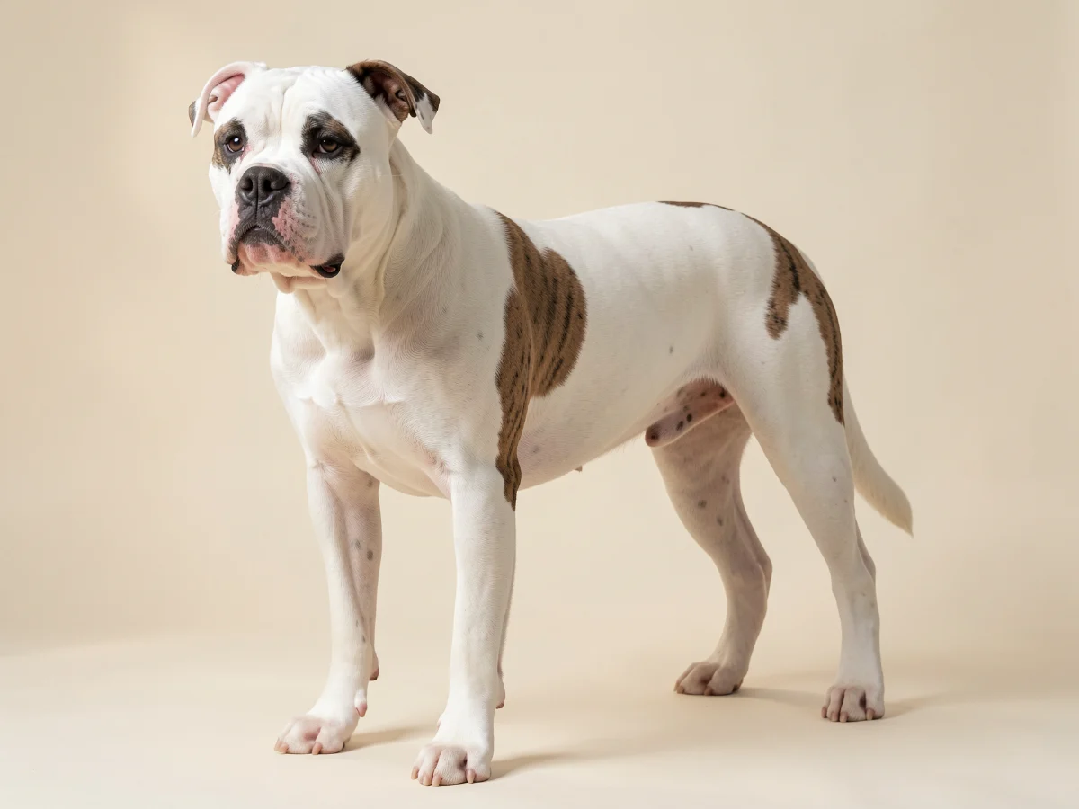 American Bulldog stehend, KI-generiertes Bild