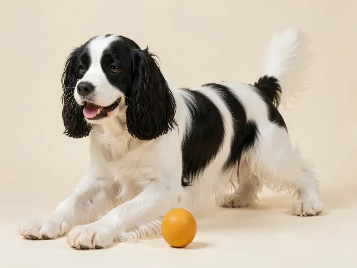American Cocker Spaniel spielend, KI-generiertes Bild