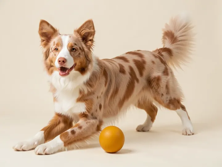 Australian Shepherd spielend, KI-generiertes Bild