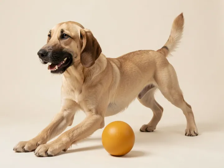 Bayerischer Gebirgsschweißhund spielend, KI-generiertes Bild