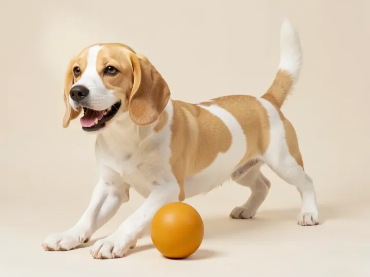 Beagle spielend, KI-generiertes Bild