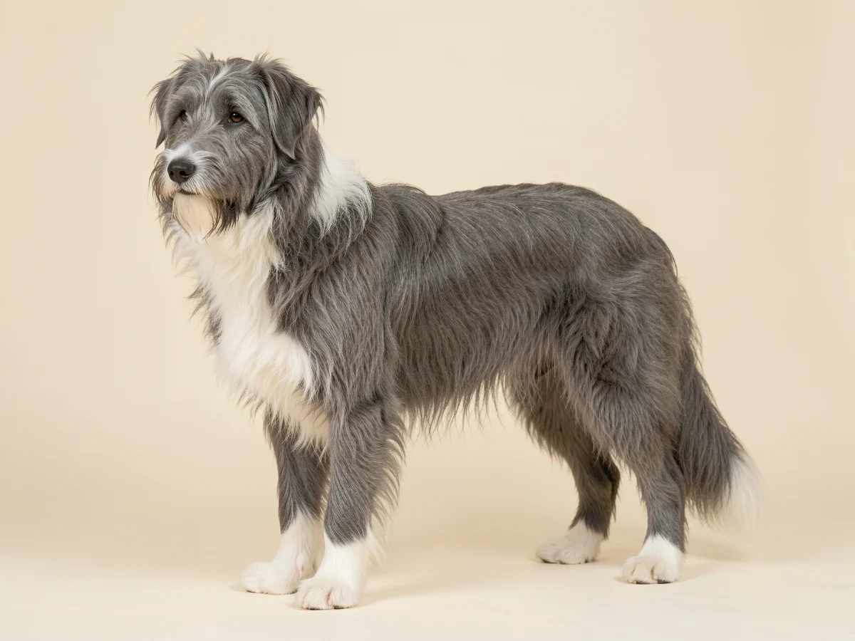 Bearded Collie stehend, KI-generiertes Bild