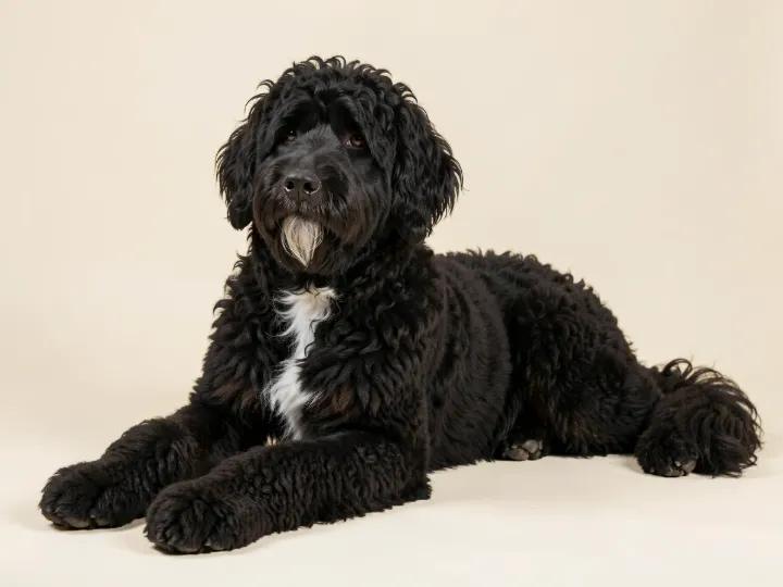 Bernedoodle liegend, KI-generiertes Bild