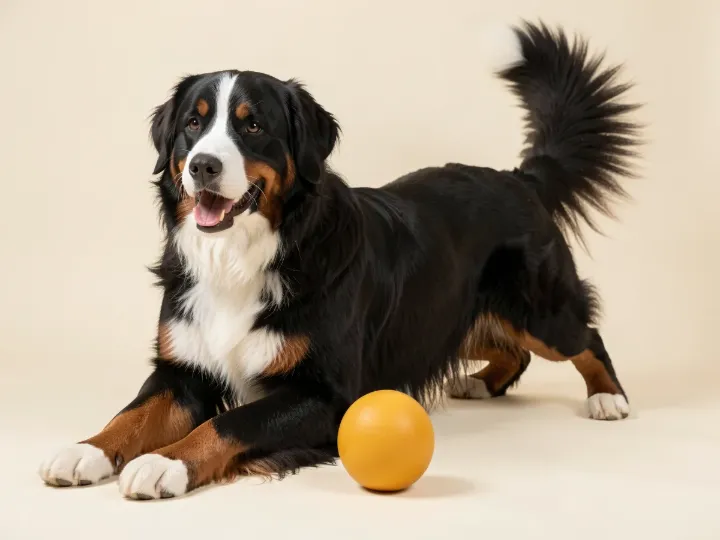 Berner Sennenhund spielend, KI-generiertes Bild