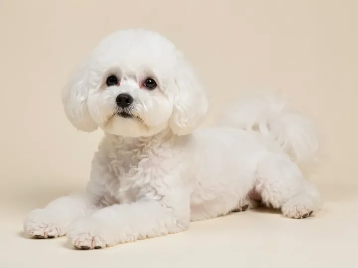 Bichon Frisé liegend, KI-generiertes Bild