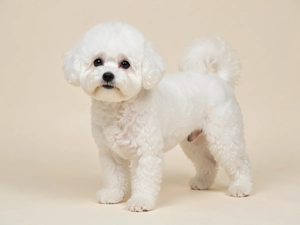 Bichon Frisé stehend, KI-generiertes Bild