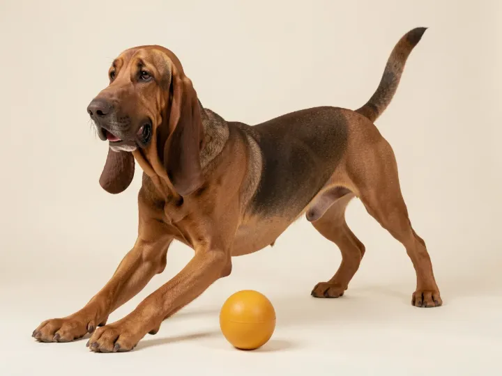 Bloodhound spielend, KI-generiertes Bild