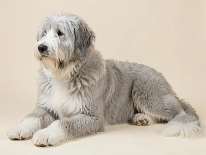 Bobtail liegend, KI-generiertes Bild