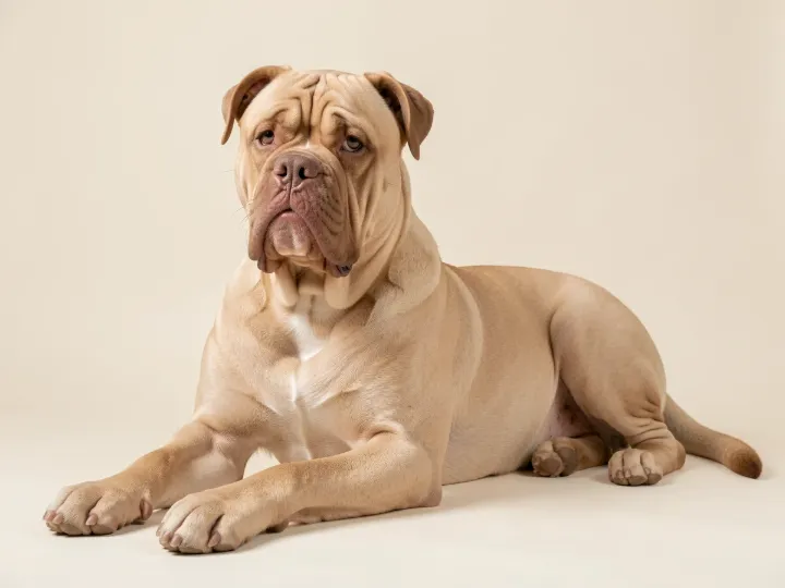 Bordeauxdogge liegend, KI-generiertes Bild