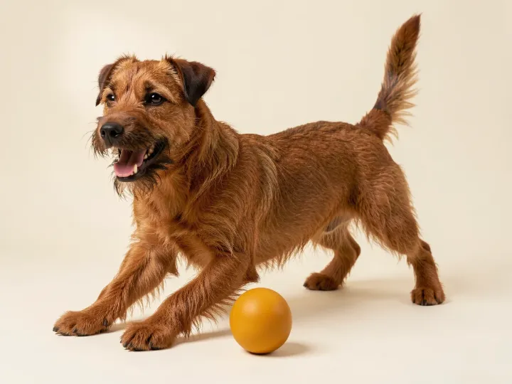 Border Terrier spielend, KI-generiertes Bild