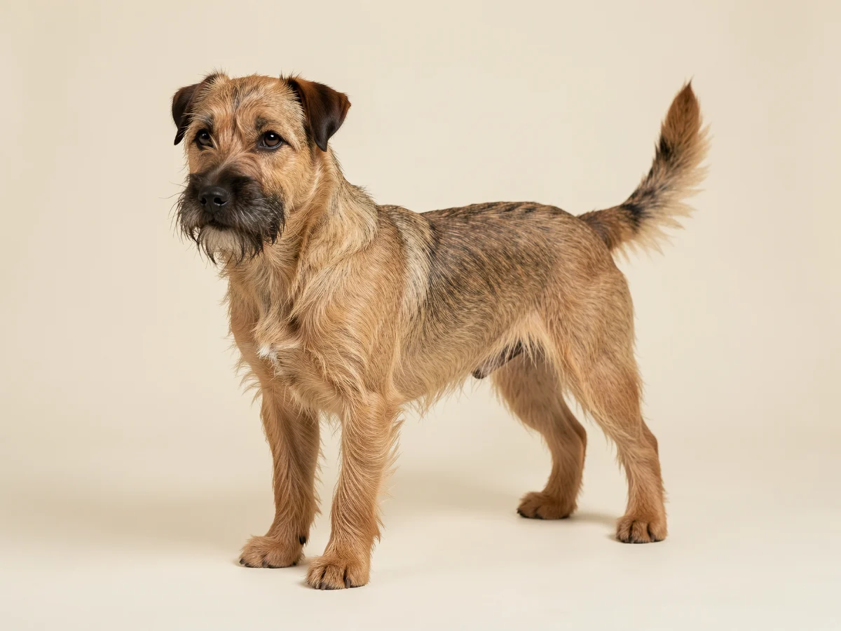 Border Terrier stehend, KI-generiertes Bild