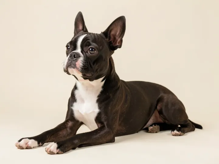 Boston Terrier liegend, KI-generiertes Bild