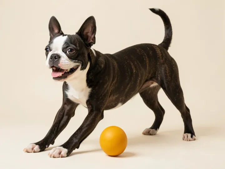 Boston Terrier spielend, KI-generiertes Bild