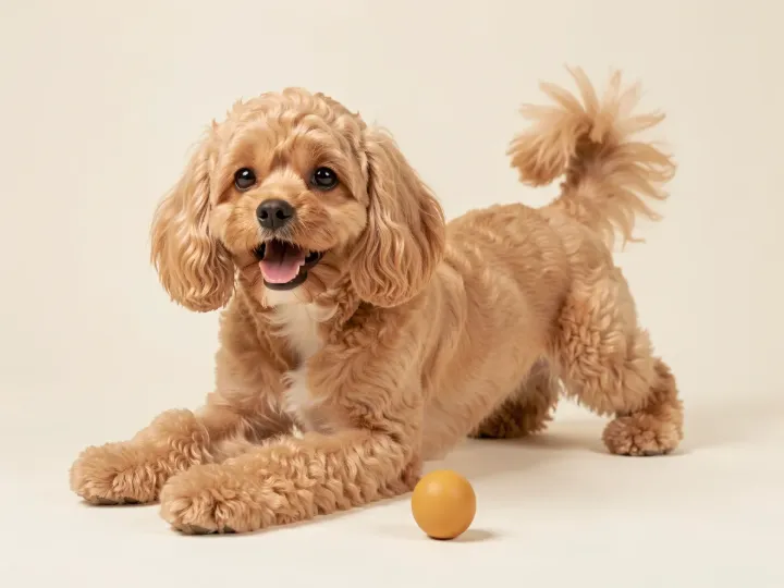 Cavapoo spielend, KI-generiertes Bild