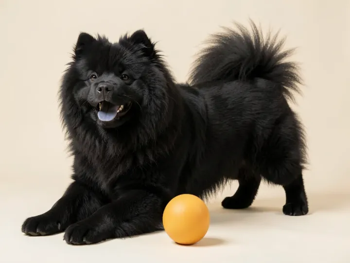 Chow-Chow spielend, KI-generiertes Bild
