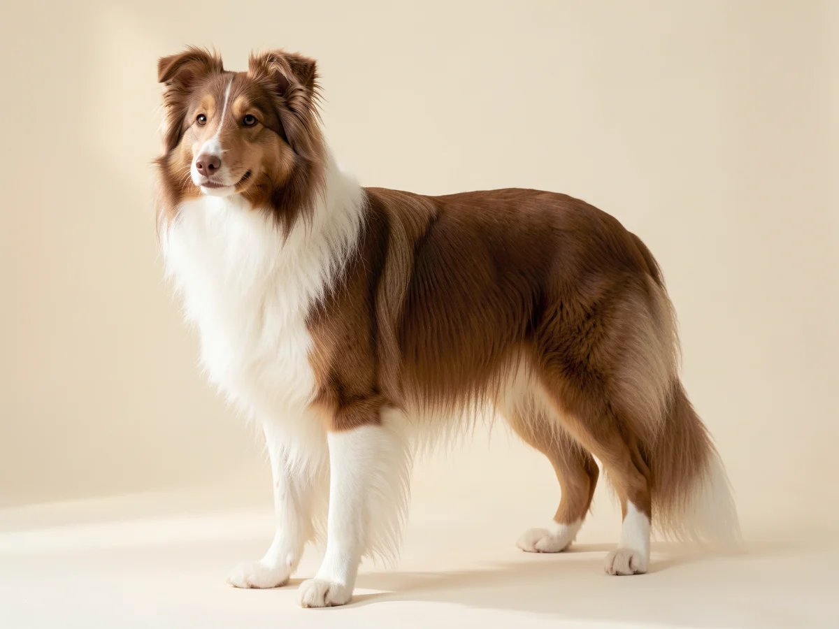 Collie (Langhaar) stehend, KI-generiertes Bild