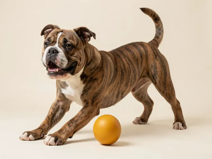 Continental Bulldog spielend, KI-generiertes Bild