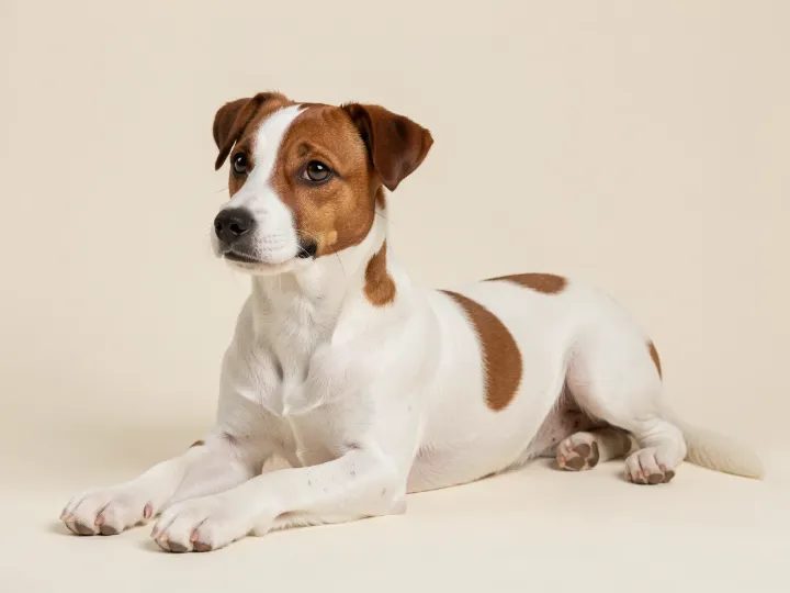 Dänisch-Schwedischer Farmhund liegend, KI-generiertes Bild