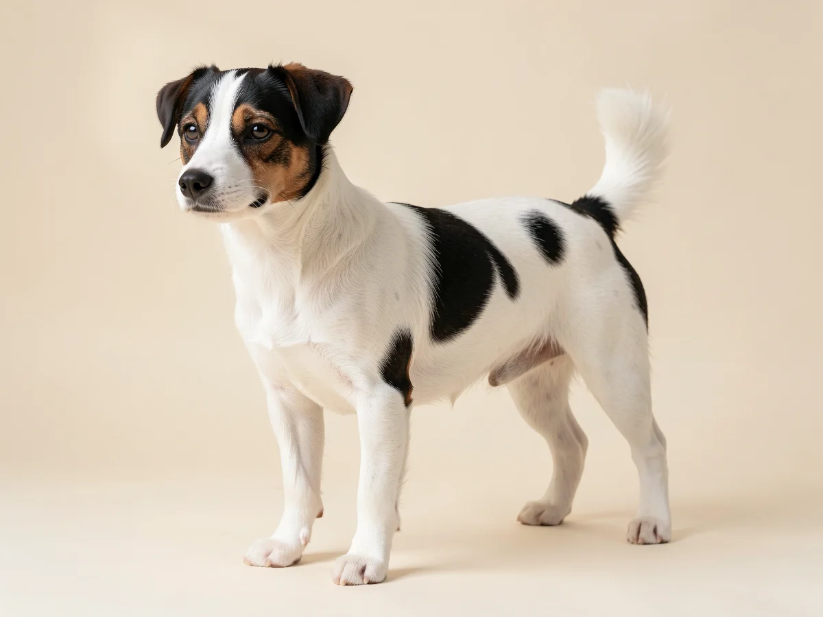 Dänisch-Schwedischer Farmhund stehend, KI-generiertes Bild