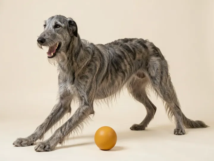 Deerhound spielend, KI-generiertes Bild