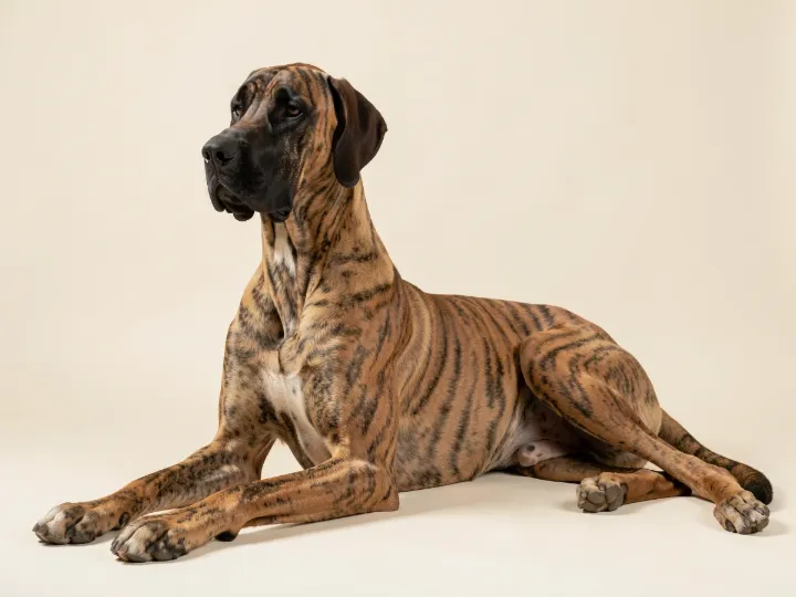 Deutsche Dogge liegend, KI-generiertes Bild