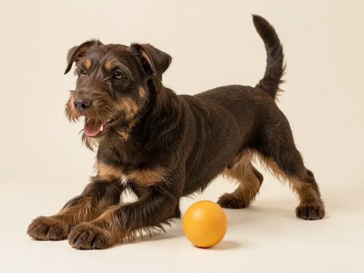 Deutscher Jagdterrier spielend, KI-generiertes Bild