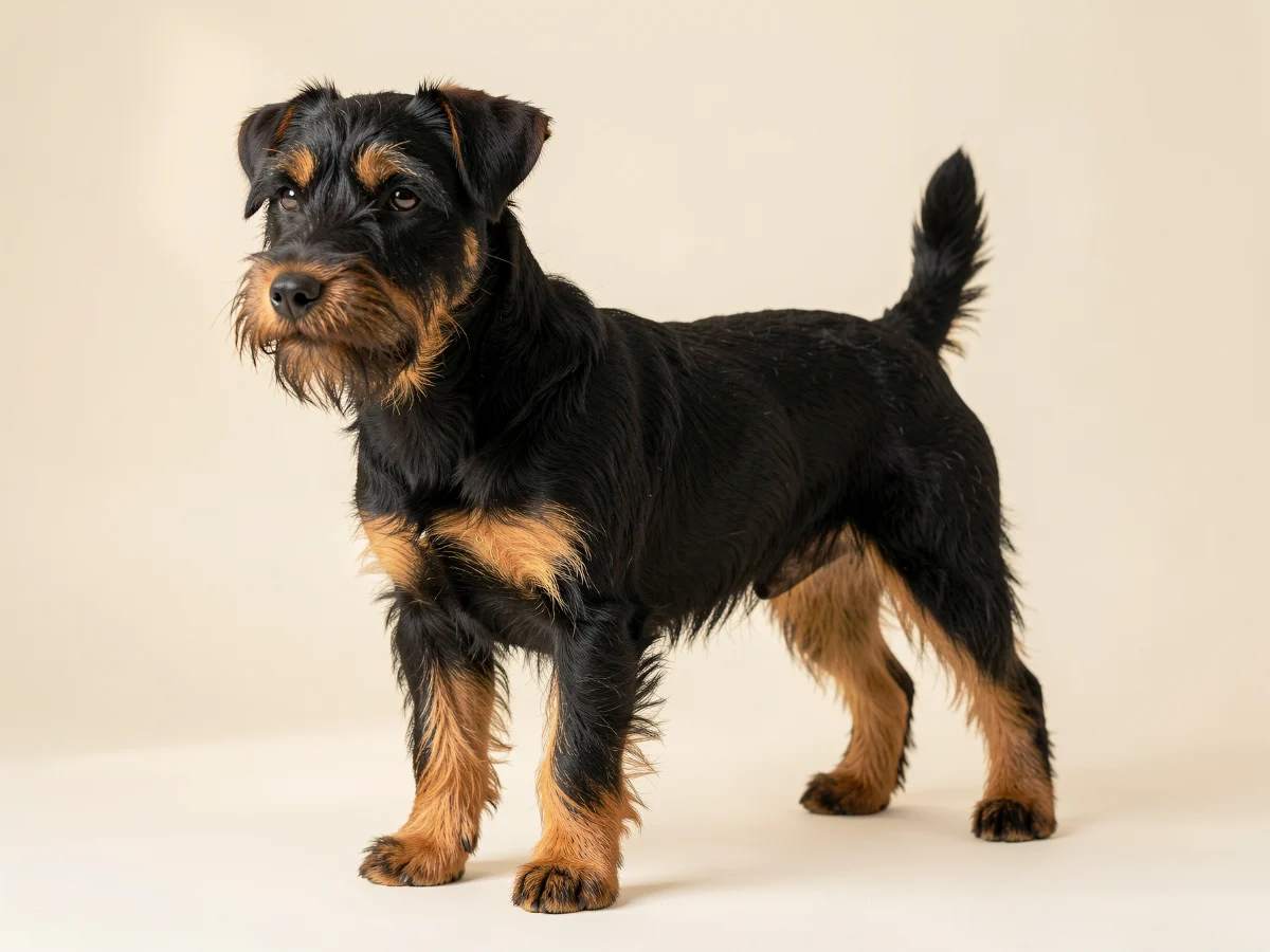 Deutscher Jagdterrier stehend, KI-generiertes Bild