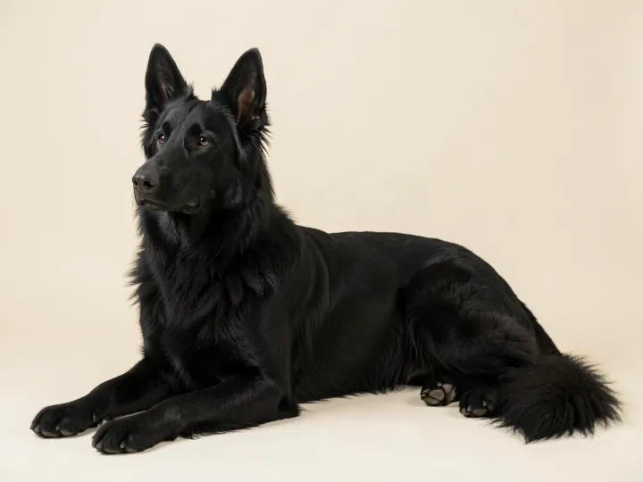 Deutscher Schäferhund liegend, KI-generiertes Bild