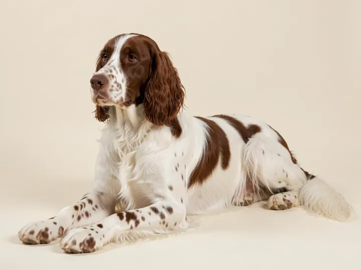 Deutscher Wachtelhund liegend, KI-generiertes Bild