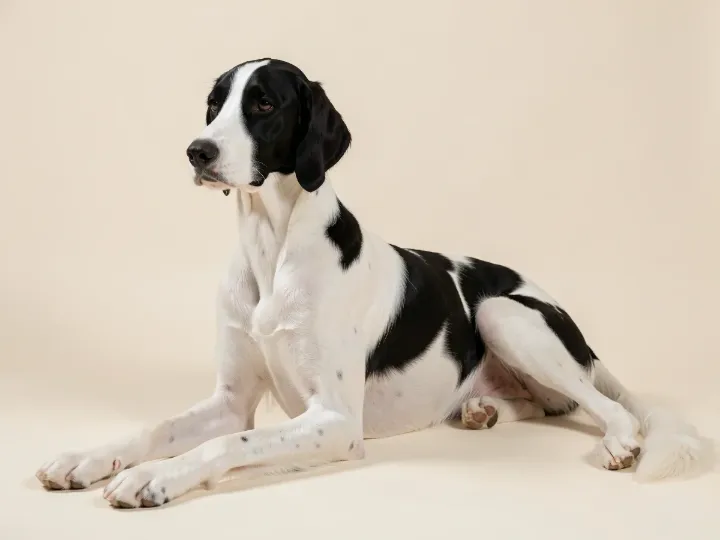 English Pointer liegend, KI-generiertes Bild