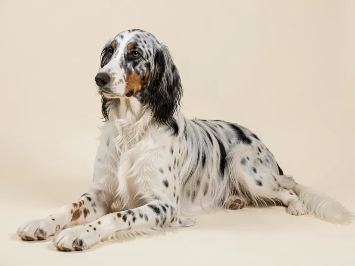 English Setter liegend, KI-generiertes Bild