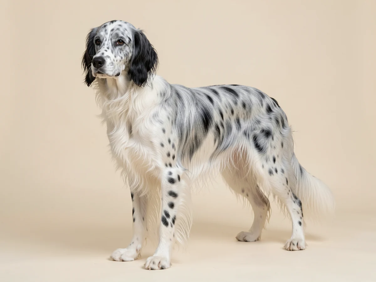 English Setter stehend, KI-generiertes Bild