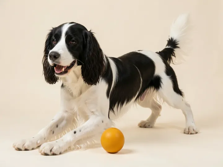 English Springer Spaniel spielend, KI-generiertes Bild