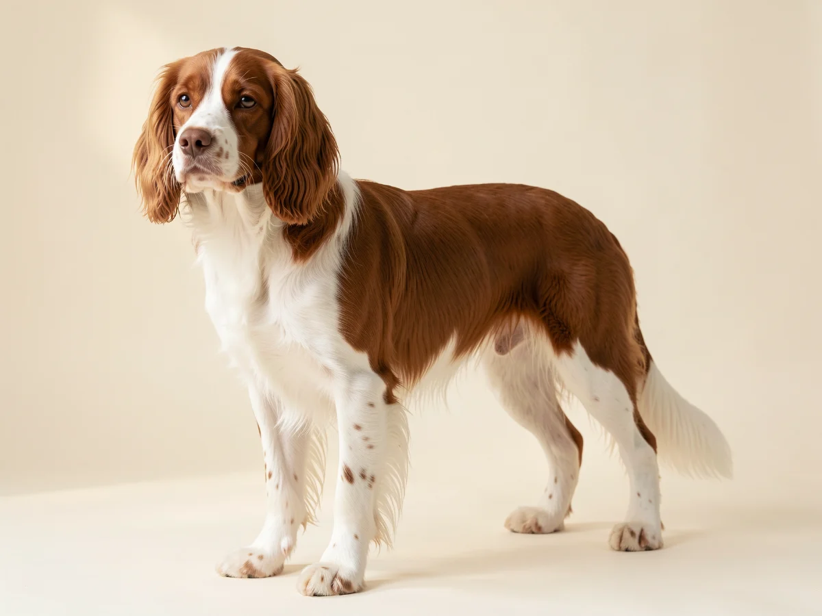 English Springer Spaniel stehend, KI-generiertes Bild