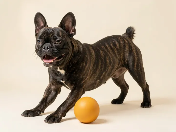 Französische Bulldogge spielend, KI-generiertes Bild