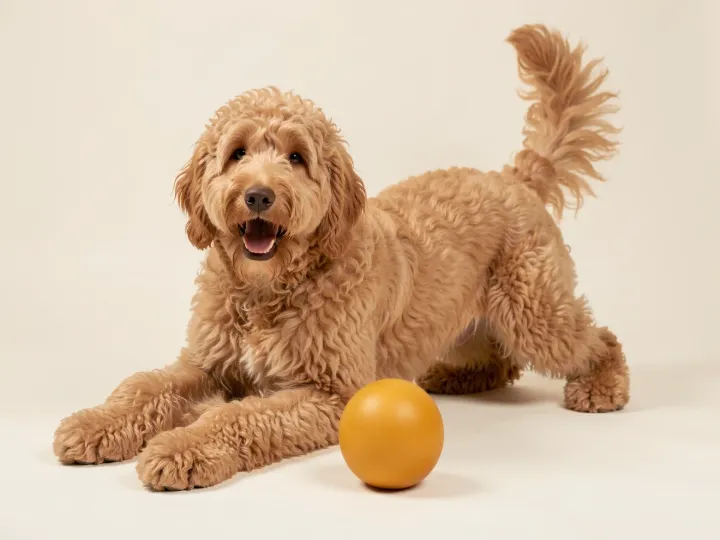 Goldendoodle spielend, KI-generiertes Bild