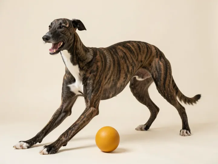 Greyhound spielend, KI-generiertes Bild