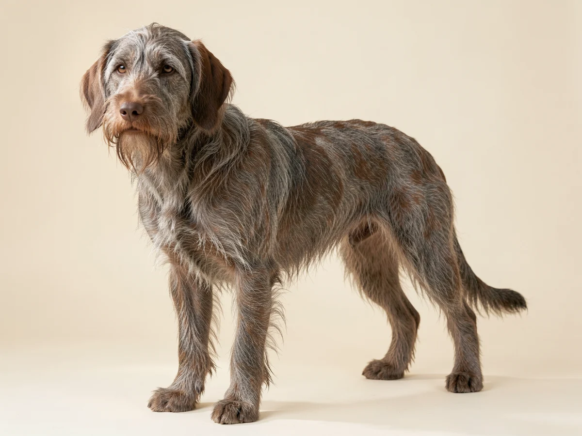 Griffon Korthals stehend, KI-generiertes Bild
