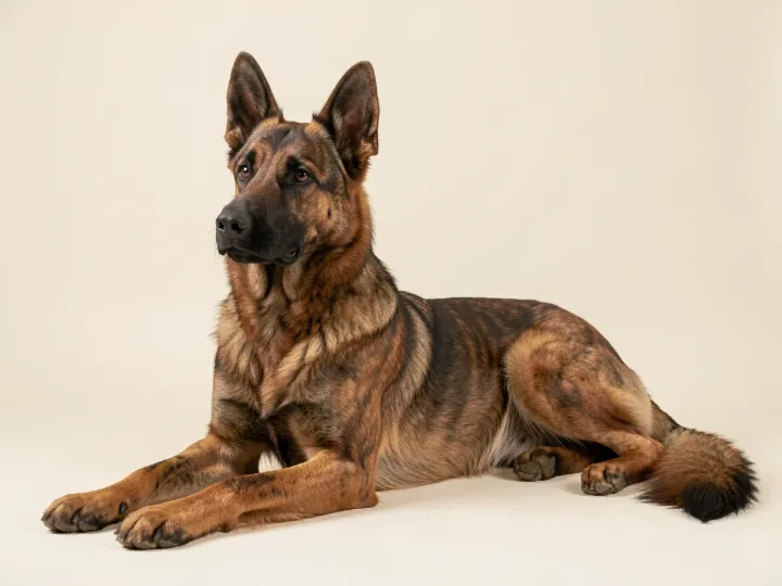 Holländischer Schäferhund liegend, KI-generiertes Bild