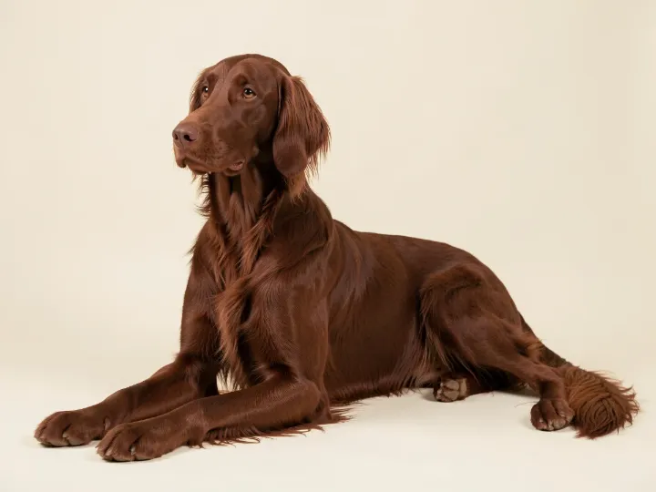 Irish Setter liegend, KI-generiertes Bild
