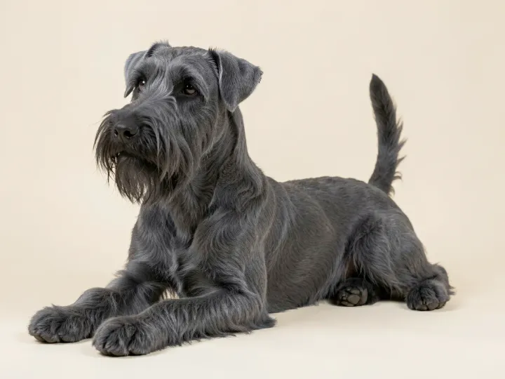 Kerry Blue Terrier liegend, KI-generiertes Bild