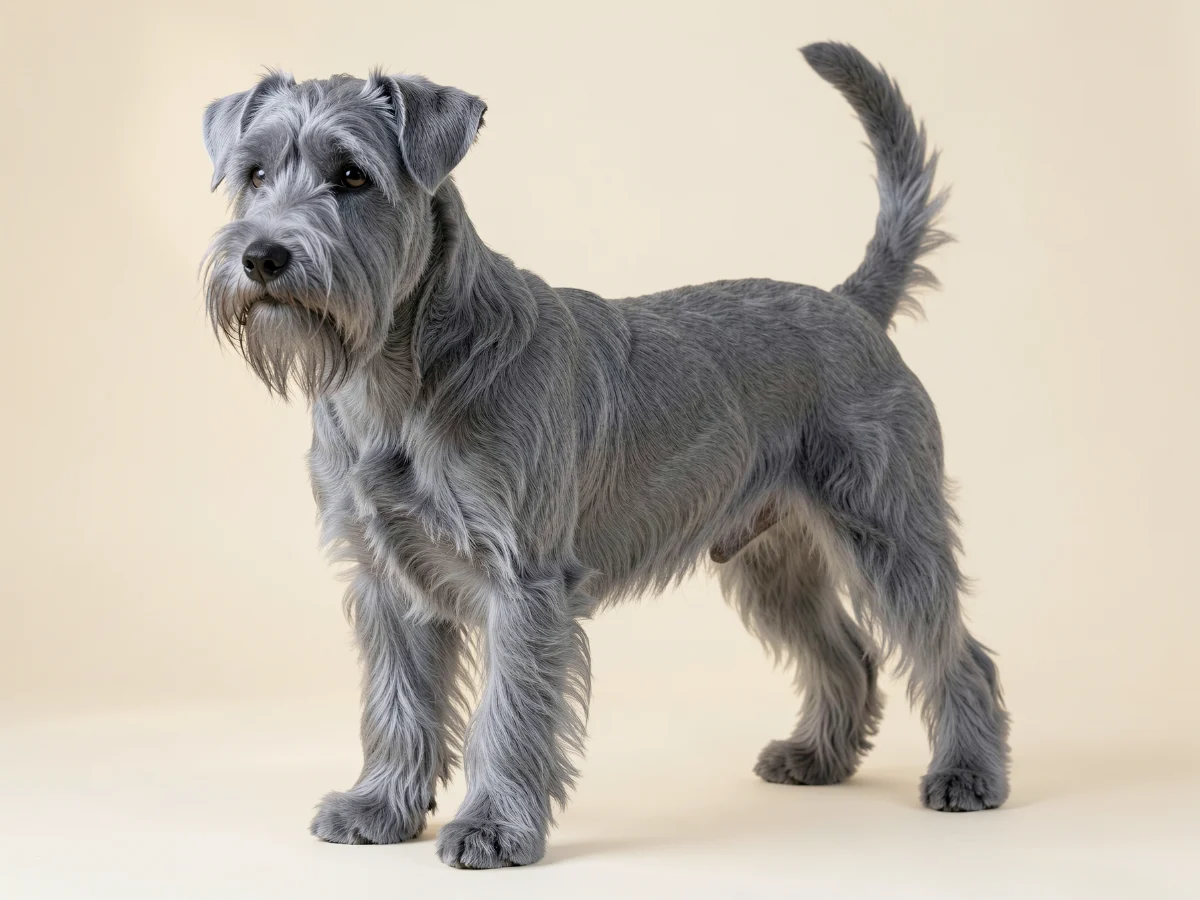Kerry Blue Terrier stehend, KI-generiertes Bild