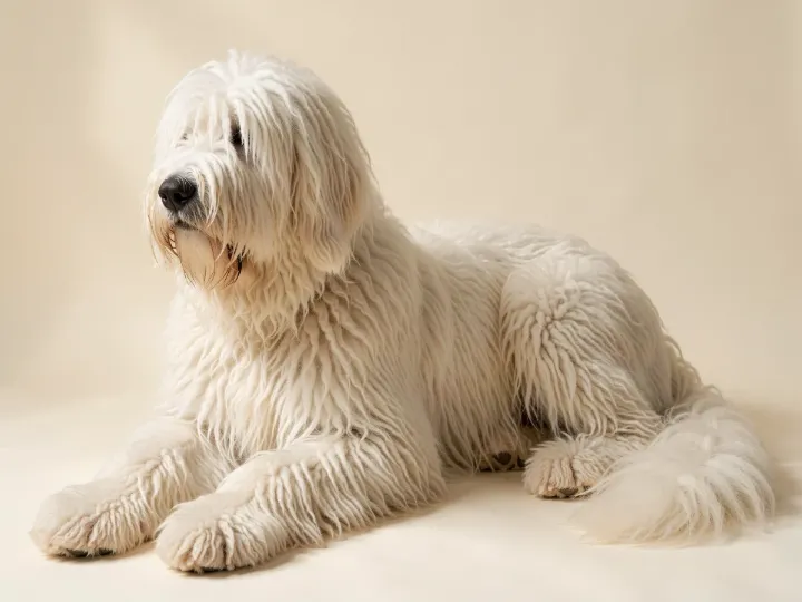 Komondor liegend, KI-generiertes Bild
