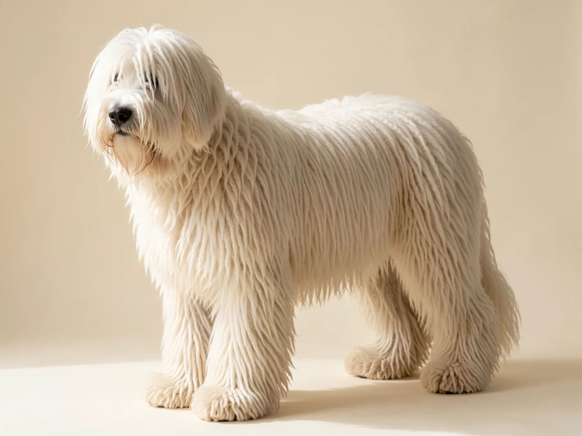 Komondor stehend, KI-generiertes Bild